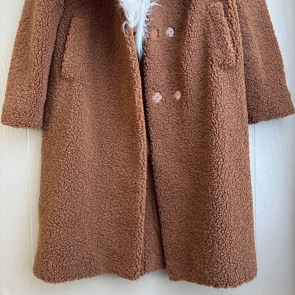 Show Me Your MuMu Stay Warm Faux Fur Collar Teddy Sherpa Chic Coat Jacket - Picture 8 of 16